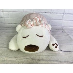 Mumuso Bear Sleeping Laying Squishable Soft Stuffed Plush Pillow Toy Striped